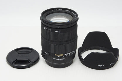 良品 SIGMA シグマ AF 18-200mm F3.5-6.3 DC OS Canon キヤノン EFマウント APS-C ズームレンズ フード付 260507a