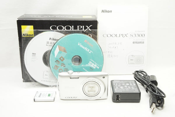 良品 Nikon ニコン COOLPIX S3300 コンパクトデジタルカメラ クリスタルシルバー 元箱付 240129j