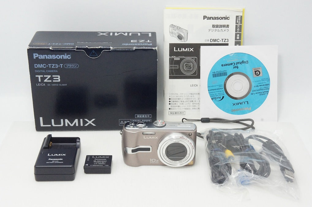 Excellent Condition Panasonic LUMIX DMC-TZ3 Compact Digital Camera Brown with Original Box 260508w