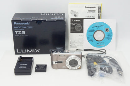 Excellent Condition Panasonic LUMIX DMC-TZ3 Compact Digital Camera Brown with Original Box 260508w