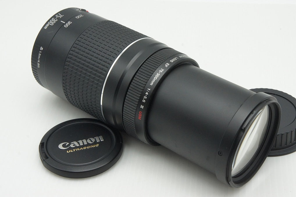 良品 Canon キヤノン EF 75-300mm F4-5.6 III USM フルサイズ ズームレンズ 元箱付 260126w