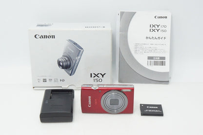 Excellent Canon IXY 150 Compact Digital Camera Red with Original Box 260512e