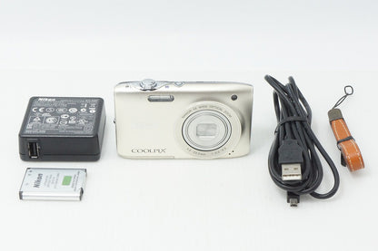 Excellent Condition Nikon COOLPIX S3100 Compact Digital Camera Champagne Silver 260512ad