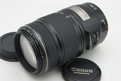 美品 Canon キヤノン EF 75-300mm F4-5.6 IS USM フルサイズ ズームレンズ フード付 260123ao