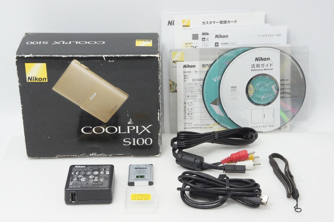美品 Nikon ニコン COOLPIX S100 シャイニーゴールド 元箱付 260512d