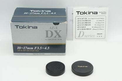 良品 Tokina トキナー AT-X 107 DX FISHEYE 10-17mm F3.5-4.5 Nikon ニコン Fマウント APS-C 元箱付 260127b