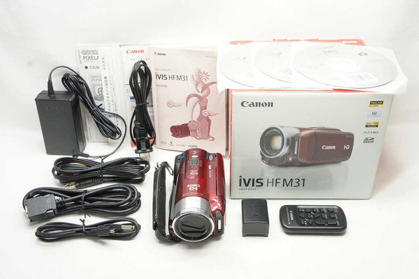 良品 Canon キヤノン iVIS HF M31 デジタルビデオカメラ レッド 元箱付 250223k