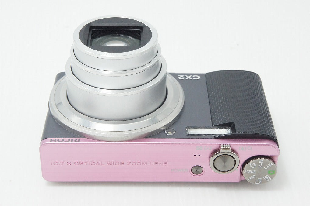 良品 RICOH リコー CX2 コンパクトデジタルカメラ  ツートン (グレー ピンク) ケース付 260820f