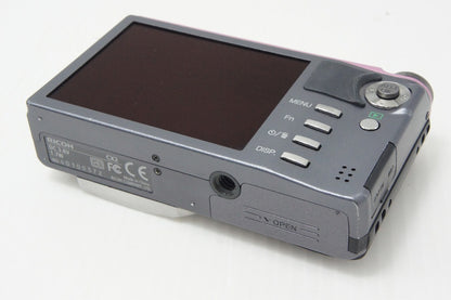 良品 RICOH リコー CX2 コンパクトデジタルカメラ  ツートン (グレー ピンク) ケース付 260820f