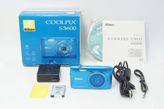 良品 Nikon ニコン COOLPIX S3600 コンパクトデジタルカメラ コバルトブルー 元箱付 260818e