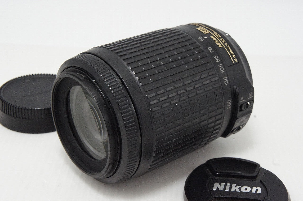 美品 Nikon ニコン AF-S DX NIKKOR 55-200mm F4-5.6G ED VR APS-C ズームレンズ フード ポーチ付 260513ao