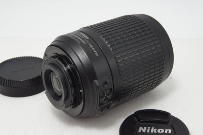 美品 Nikon ニコン AF-S DX NIKKOR 55-200mm F4-5.6G ED VR APS-C ズームレンズ フード ポーチ付 260513ao