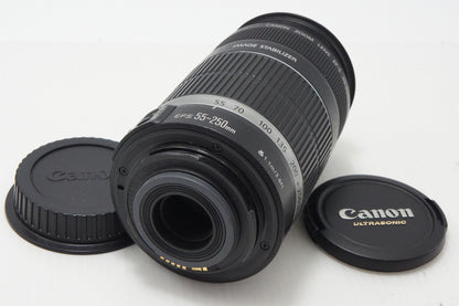 良品 Canon キヤノン EF-S 55-250mm F4-5.6 IS APS-C ズームレンズ 260818aa