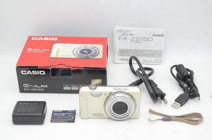 美品 CASIO カシオ EXILIM EX-ZS150 コンパクトデジタルカメラ ゴールド 元箱付 250905g