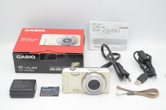 美品 CASIO カシオ EXILIM EX-ZS150 コンパクトデジタルカメラ ゴールド 元箱付 250905g