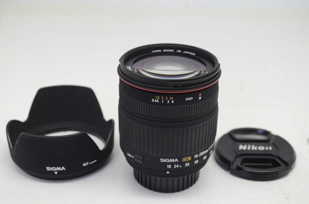 SIGMA シグマ AF 18-200mm F3.5-6.3 DC Nikon ニコン Fマウント APS-C ズームレンズ フード付 250905t