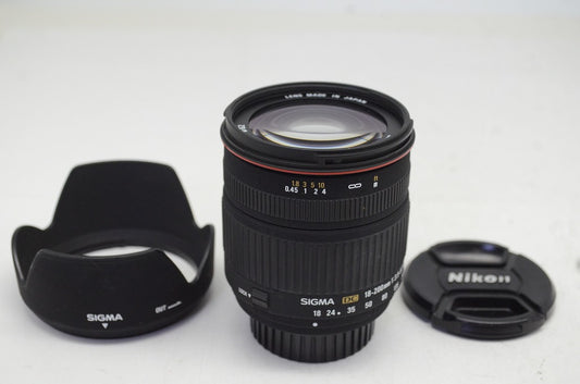SIGMA シグマ AF 18-200mm F3.5-6.3 DC Nikon ニコン Fマウント APS-C ズームレンズ フード付 250905t