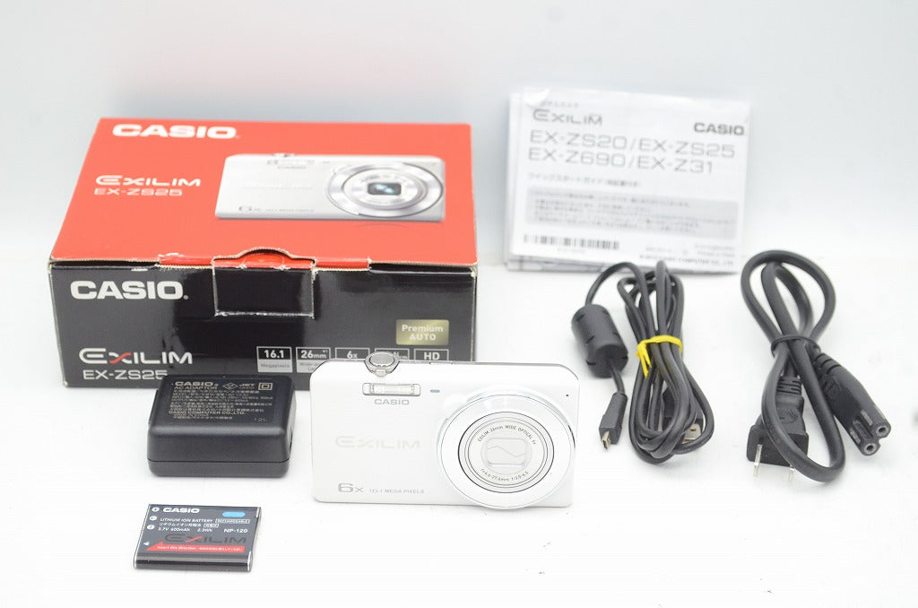 良品 CASIO カシオ EXILIM EX-ZS25 コンパクトデジタルカメラ ホワイト 元箱付 250905o
