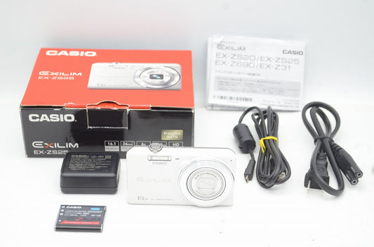 良品 CASIO カシオ EXILIM EX-ZS25 コンパクトデジタルカメラ ホワイト 元箱付 250905o