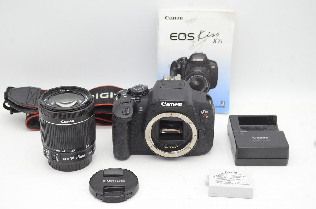 良品 Canon キヤノン EOS Kiss X7i + EF-S 18-55mm F3.5-5.6 IS STM デジタル一眼レフカメラ 250905v
