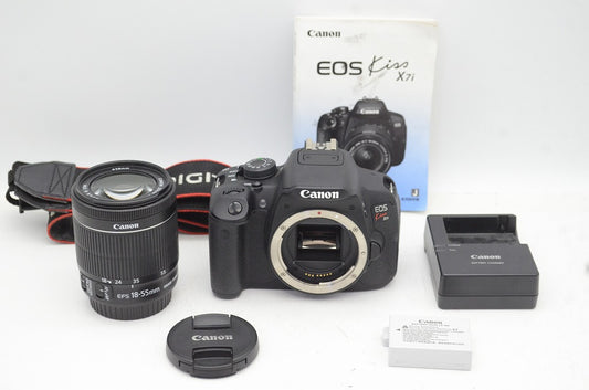 良品 Canon キヤノン EOS Kiss X7i + EF-S 18-55mm F3.5-5.6 IS STM デジタル一眼レフカメラ 250905v