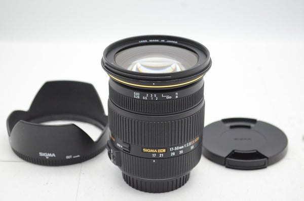 美品 SIGMA 17-50mm F2.8 EX DC OS HSM Canon EFマウント APS-C ズームレンズ フード付 250217ac