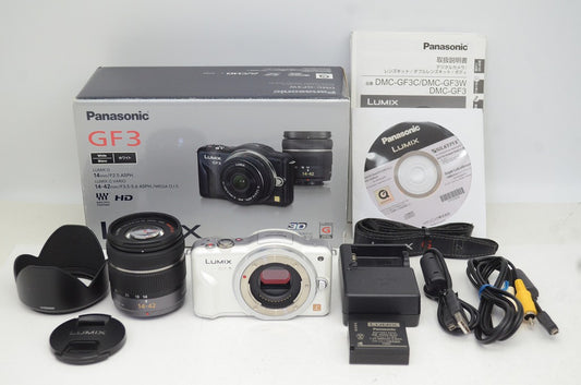 良品 Panasonic DMC-GF3 + 14-42mm F3.5-5.6 H-FS014042 レンズキット ミラーレス 元箱付 250910b