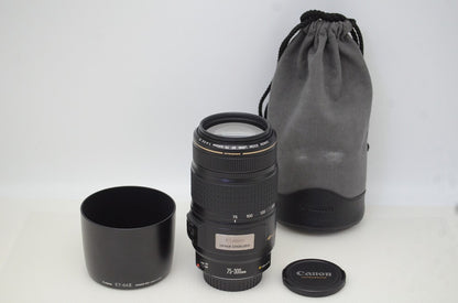 良品 Canon キヤノン EF 75-300mm F4-5.6 IS USM フルサイズ ズームレンズ フード ポーチ付 251112j