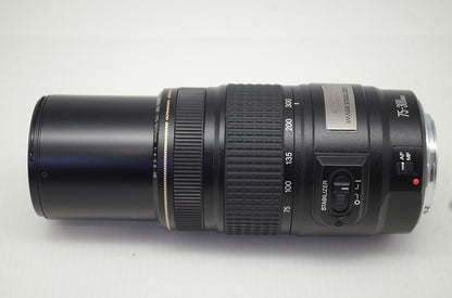 良品 Canon キヤノン EF 75-300mm F4-5.6 IS USM フルサイズ ズームレンズ フード ポーチ付 251112j