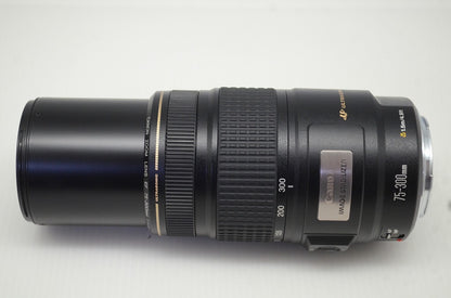 良品 Canon キヤノン EF 75-300mm F4-5.6 IS USM フルサイズ ズームレンズ フード ポーチ付 251112j