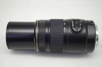 良品 Canon キヤノン EF 75-300mm F4-5.6 IS USM フルサイズ ズームレンズ フード ポーチ付 251112j