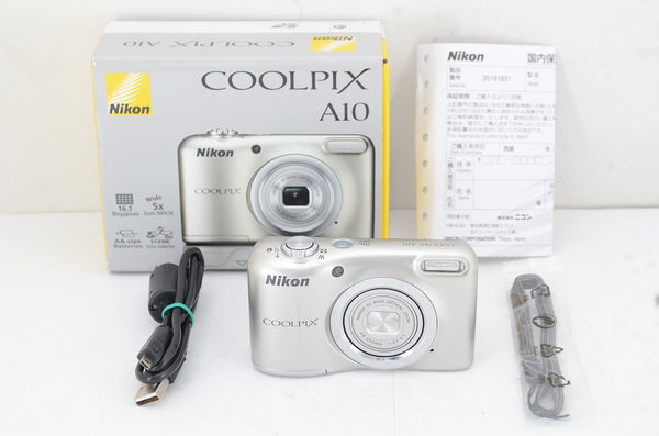 良品 Nikon ニコン COOLPIX A10 コンパクトデジタルカメラ シルバー 元箱付 240416c