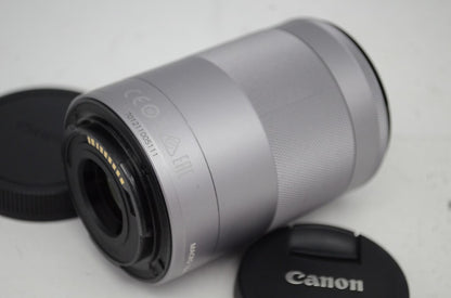 良品 Canon EF-M 55-200mm F4.5-6.3 IS STM キヤノン ミラーレス用 APS-C ズームレンズ 別売フード付 250919k