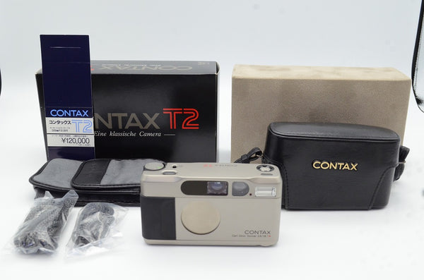 新品級 CONTAX コンタックス T2 D (DATA BACK付）チタンクローム ケース 元箱付 240617aa