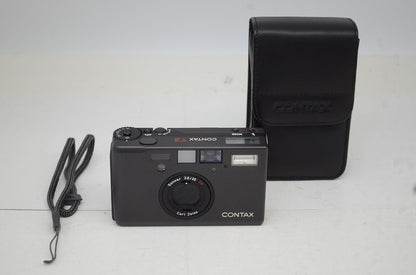美品 CONTAX コンタックス T3 BLACK Double Teeth ダブルティース コンパクトフィルムカメラ ケース付 250926a
