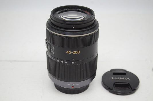 美品 Panasonic パナソニック LUMIX G VARIO 45-200mm F4-5.6 MEGA O.I.S. H-FS045200 マイクロフォーサーズ 250926e