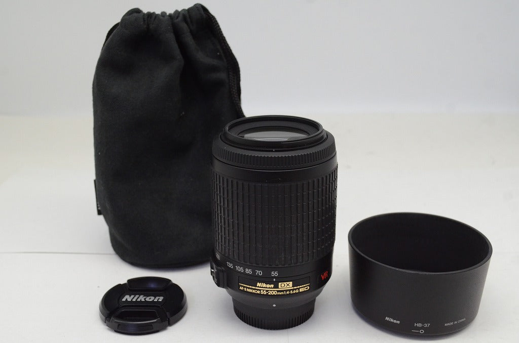 Nikon ニコン AF-S DX NIKKOR 55-200mm F4-5.6G ED VR APS-C ズームレンズ フード ポーチ付 250927h