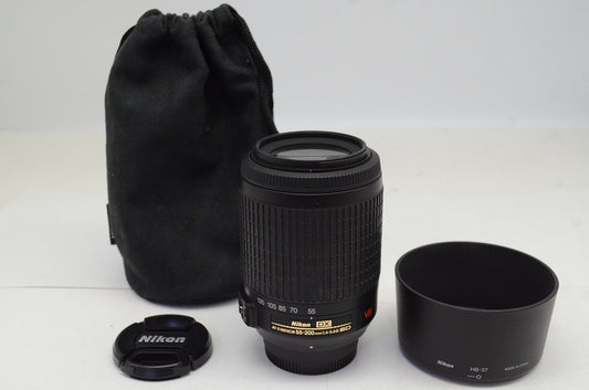 Nikon ニコン AF-S DX NIKKOR 55-200mm F4-5.6G ED VR APS-C ズームレンズ フード ポーチ付 250927h
