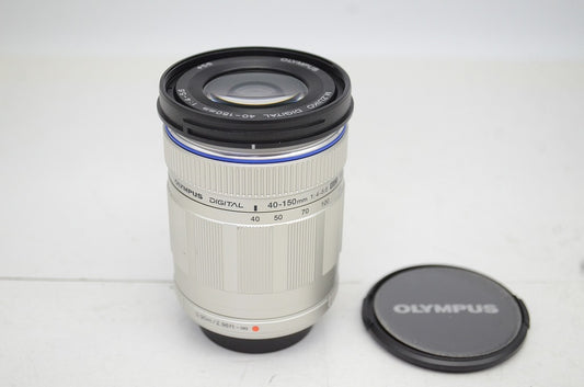 美品 OLYMPUS オリンパス M.ZUIKO DIGITAL ED 40-150mm F4-5.6 マイクロフォーサーズ シルバー 250927p