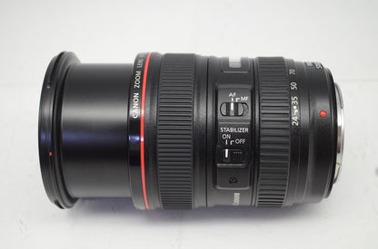 良品 Canon キヤノン EF 24-105mm F4L IS USM フルサイズ ズームレンズ フード付 251002y