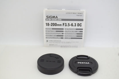 美品 SIGMA シグマ 18-200mm F3.5-6.3 DC PENTAX ペンタックス Kマウント APS-C ズームレンズ 251208q