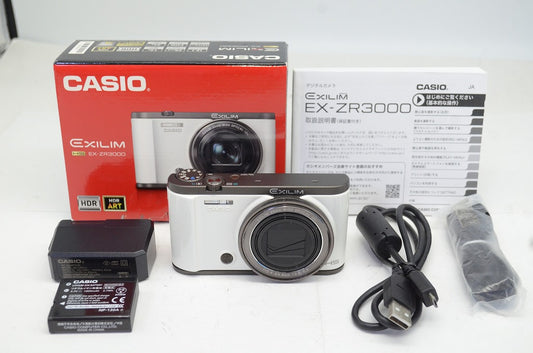 訳あり品 CASIO カシオ HIGH SPEED EXILIM EX-ZR3000 コンパクトデジタルカメラ ホワイト 元箱付 251002aa