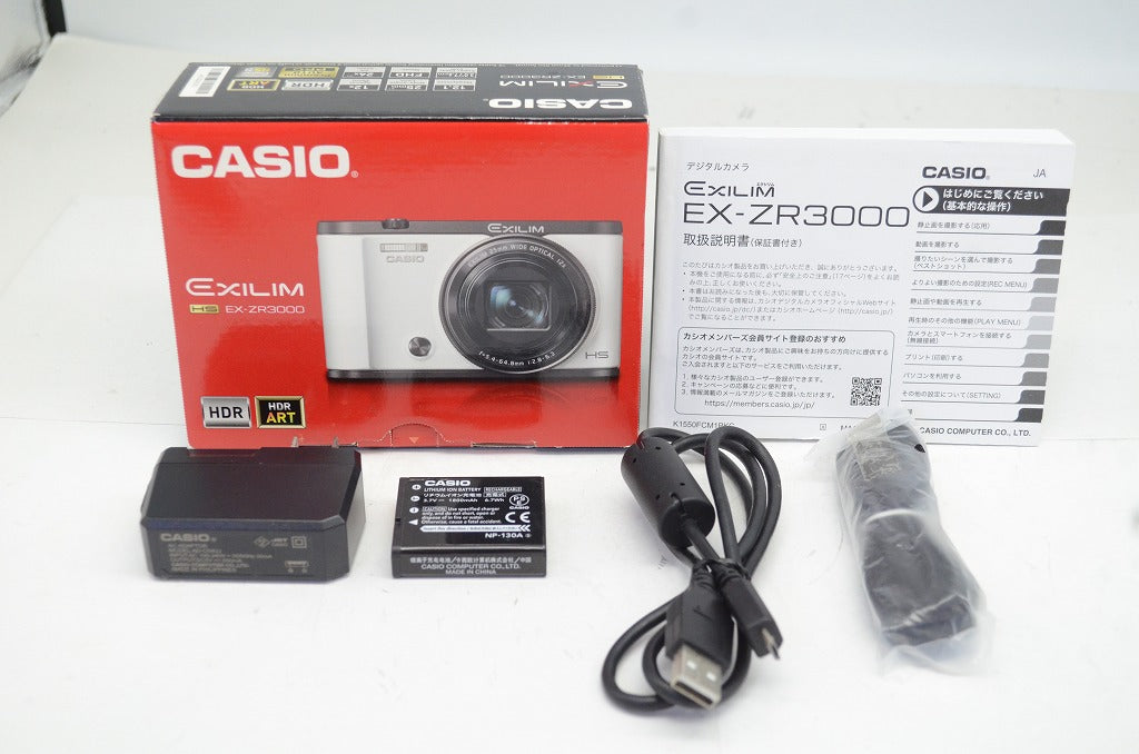 訳あり品 CASIO カシオ HIGH SPEED EXILIM EX-ZR3000 コンパクトデジタルカメラ ホワイト 元箱付 251002aa