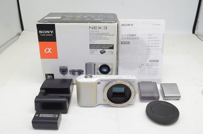 良品 SONY ソニー NEX-3 ボディ ミラーレス一眼カメラ ホワイト 元箱付 251003a