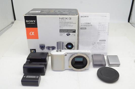 良品 SONY ソニー NEX-3 ボディ ミラーレス一眼カメラ ホワイト 元箱付 251003a