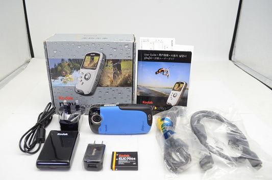美品 Kodak コダック PlaySport ポケットビデオカメラ ブルー 元箱付 250930ag