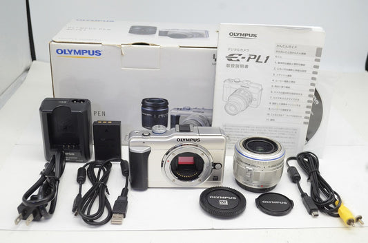 訳あり品 OLYMPUS PEN Lite E-PL1 + M.ZUIKO DIGITAL 14-42mm レンズキット ミラーレス一眼 ゴールド 元箱付 251003q