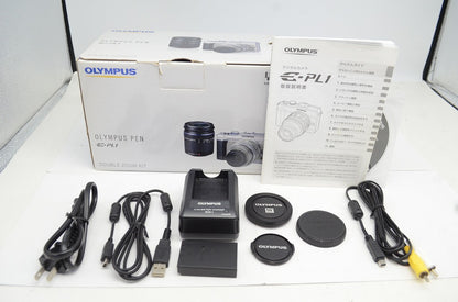 訳あり品 OLYMPUS PEN Lite E-PL1 + M.ZUIKO DIGITAL 14-42mm レンズキット ミラーレス一眼 ゴールド 元箱付 251003q