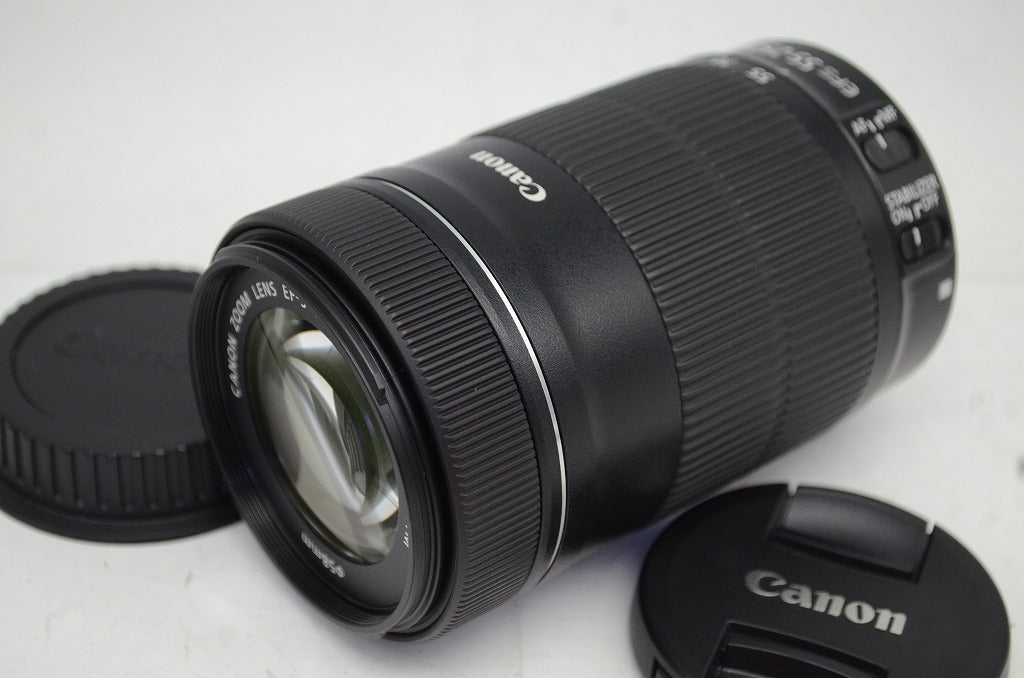 美品 Canon キヤノン EF-S 55-250mm F4-5.6 IS STM APS-C ズームレンズ 別売りフード付 251003af