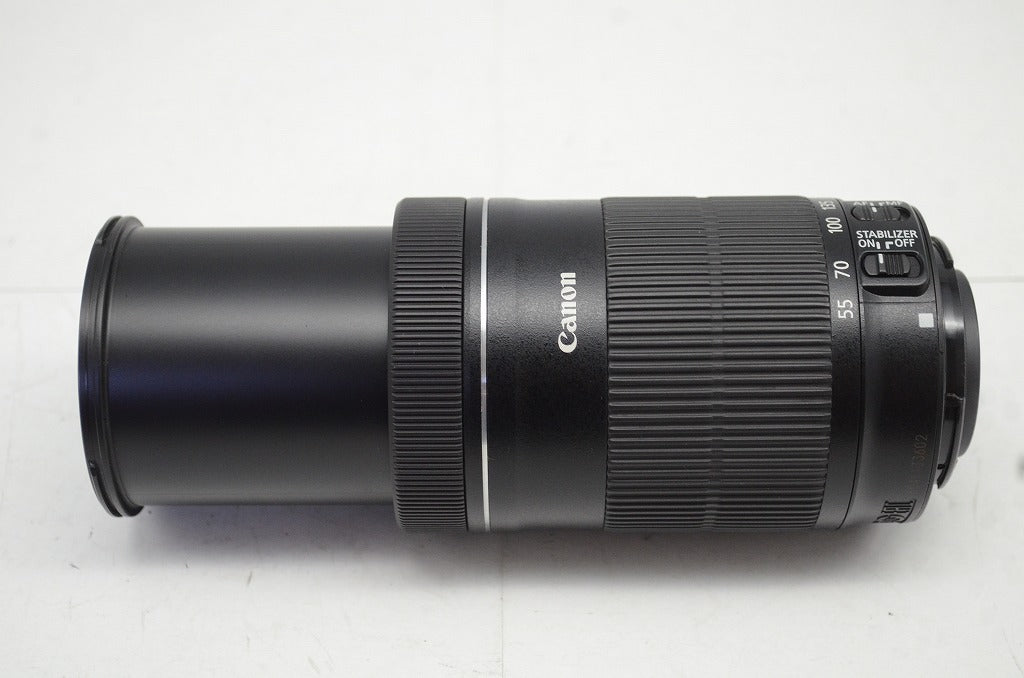 美品 Canon キヤノン EF-S 55-250mm F4-5.6 IS STM APS-C ズームレンズ 別売りフード付 251003af